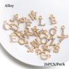 26Pcs/lot Alloy Inlaid Rhinestones A-Z English Letter Inlay Alphabet Pendant For DIY Bracelet Necklace Jewelry Making
