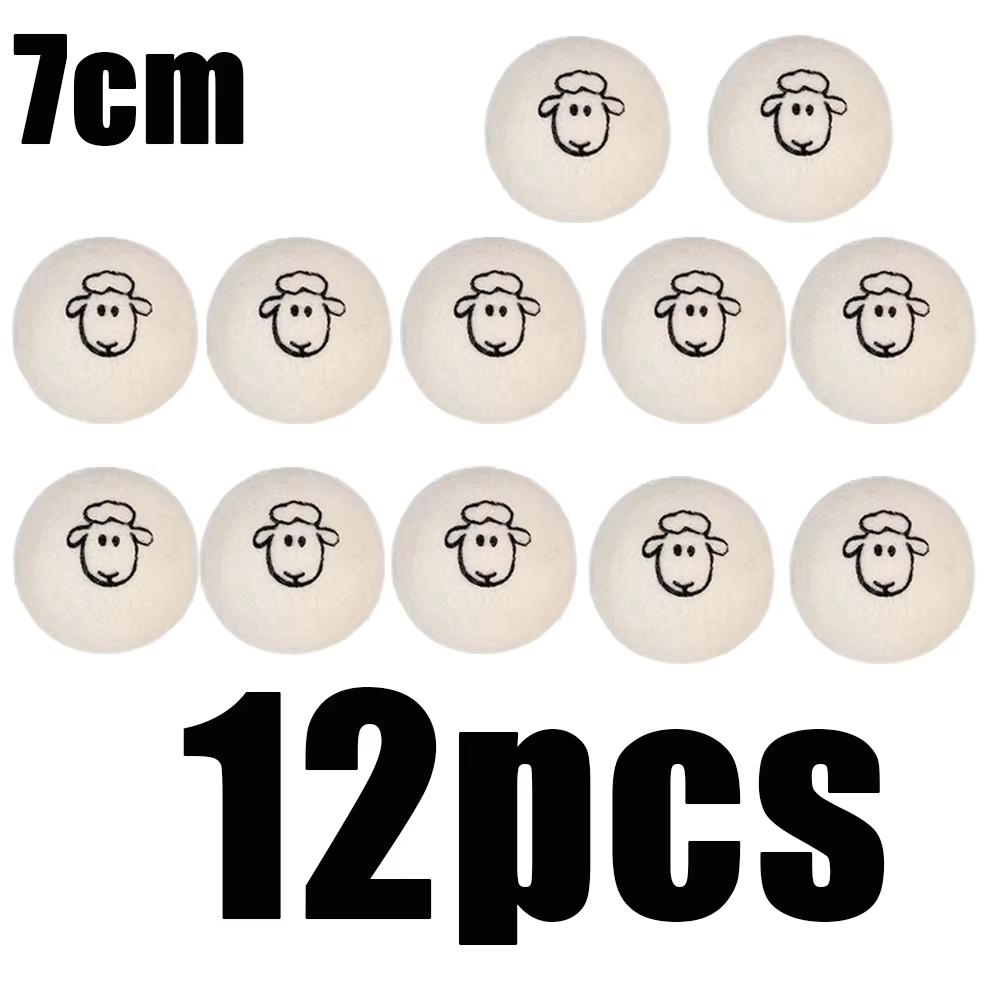 1-12pc 5/7cm Reusable Wool Laundry Dryer Ball Anti Winding Anti Wrinkle Cleaning Product Softener Laundry Quick-Dry Drying Balls