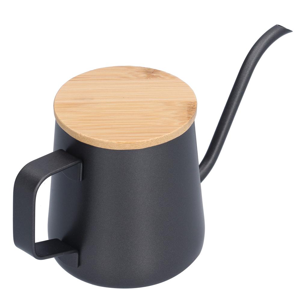 350ml Stainless Steel Coffee Pot Long Narrow Spout Manual Coffee Making Kettle with Bamboo Lid