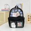 Backpack Simple Student With Transparent Compartments And Pendant Badges