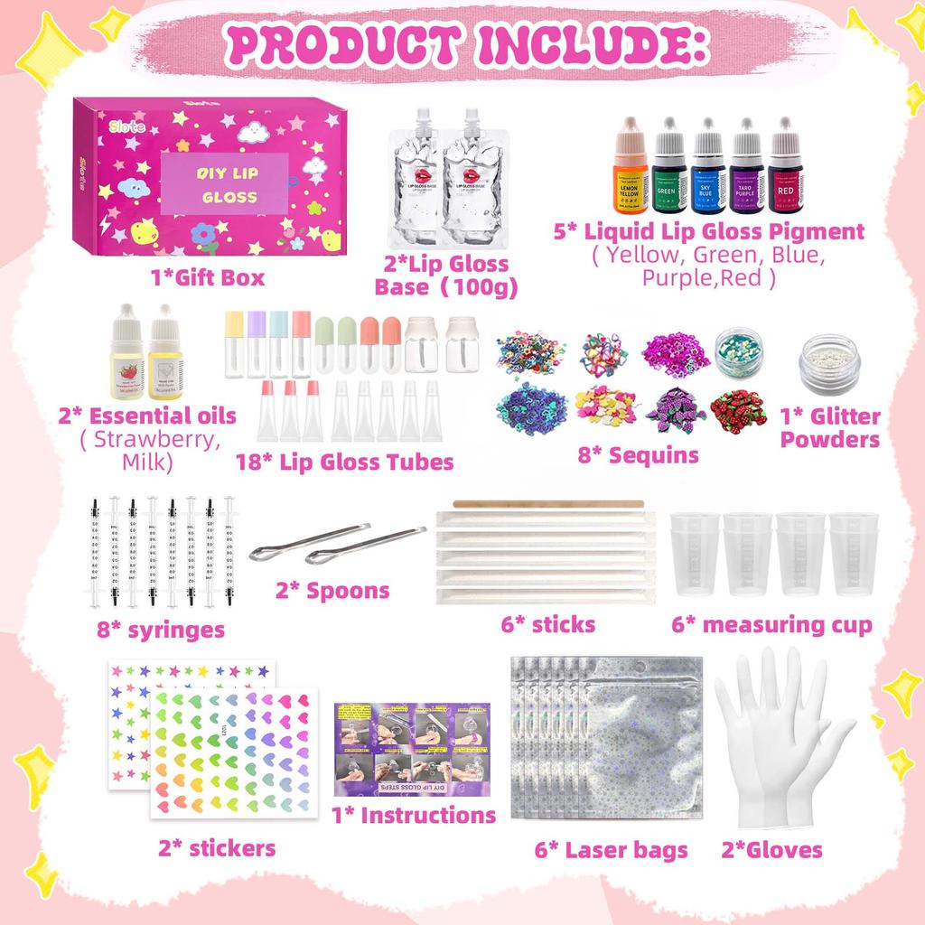 Lip Gloss Making Kit, 70PCS Diy Lip Gloss Kit, Beginner Lip Gloss Set, Make Your Own Lip Gloss Kit, Glitter Lip Gloss, Lip Gloss