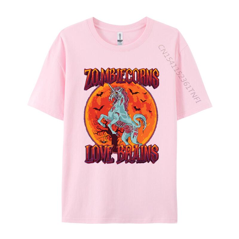 Cotton Graphic Tees Scary Zombiecorns Love Brains Zombie Tshirts Funny T Shirt Design Classic Mens T Shirt