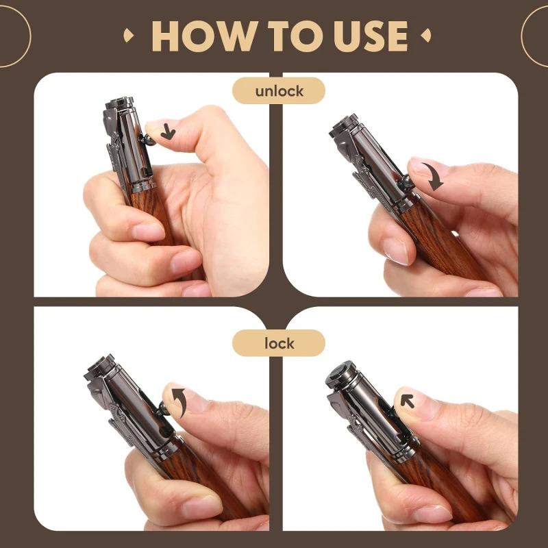 Professional Bolt Action Ballpoint Pen - 1PC Durable Metal Wood Pen, Travel Office School Wedding Favors Gift