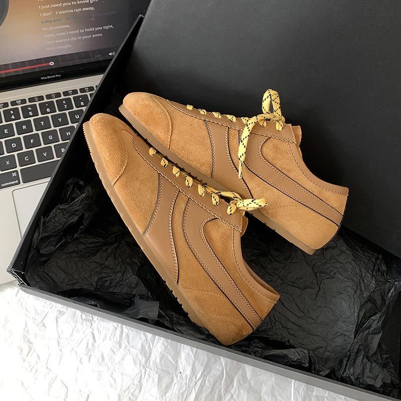 Retro německé tréninkové boty inspirované Su Yinyin: 2025 Prodyšné dámské kožené sportovní tenisky