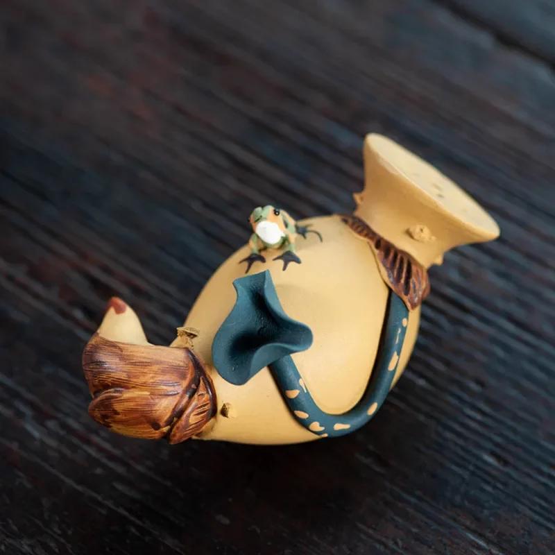 Yixing Purple Clay Tea Pet Handmade Sculpture Ornaments Lotus Root Model Tea Figurine Art Chinese Tea Set Decors Accessories
