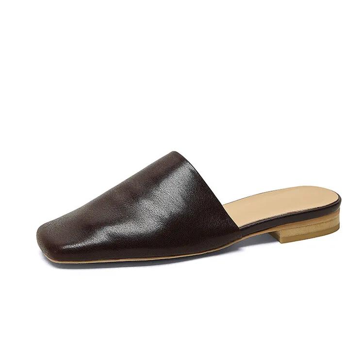 Fashion New Summer Women Shoes Mules Shoes for Women Simple Women Slippers Low Heel Square Toe Slippers Ladies Shoes Zapatos De Mujer