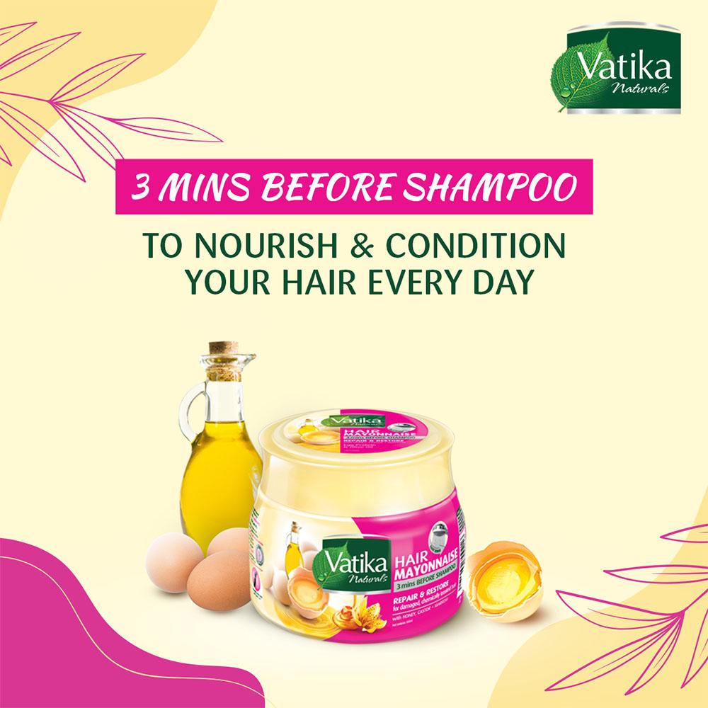 Hair Mayonnaise for Repair & Restore 500g. Vatika Naturals - 3 Mins Before Shampoo