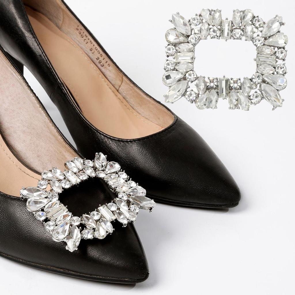 Square Clamp Shoe Clip Wedding High Heel Women Bride Shoes Decoration Rhinestone Shiny Decorative Clips Butterfly Charm Buckle