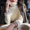 Fleece Sweater Women's Autumn and Winter Integrated Fleece Thickened Knitted Bottoming Shirt Turtleneck Pullover with Large Size Thermal Top Inside