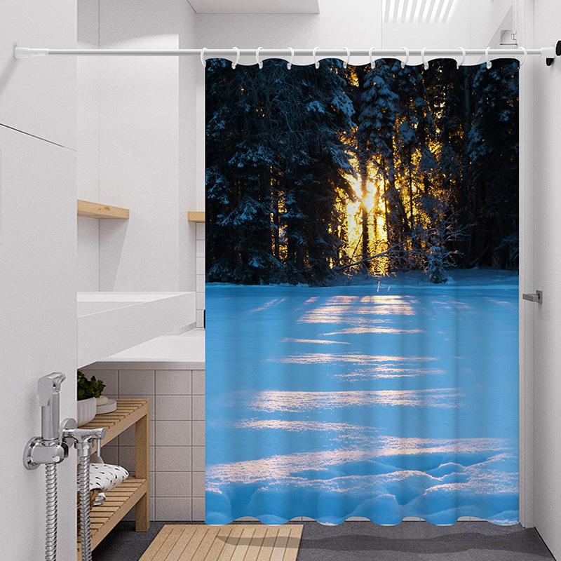 Scenic Photo Washable Dirt-Resistant Shower Curtain Shower Head Waterproof Polyester Bath Curtain For Home Decor Accessories