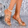 Fashion Women's Transparent Slip-on Slippers Summer New Square Head Thin Strap Set Foot Anti-slip Wear-resistant High Heels