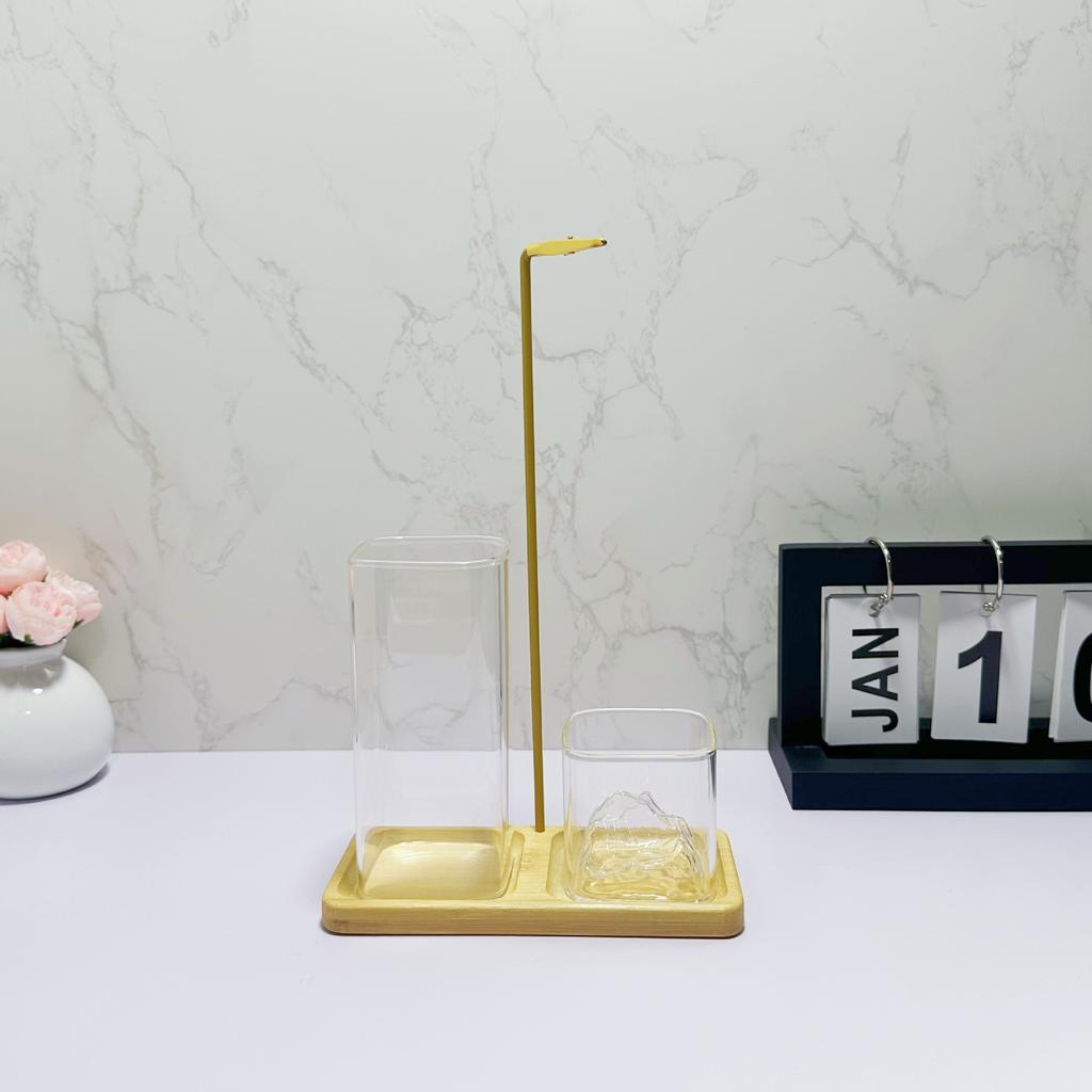 Uchwyt na kadzidło 2 w 1 na patyczki, popielniczka ze szkła i organizer na patyczki do medytacji, jogi