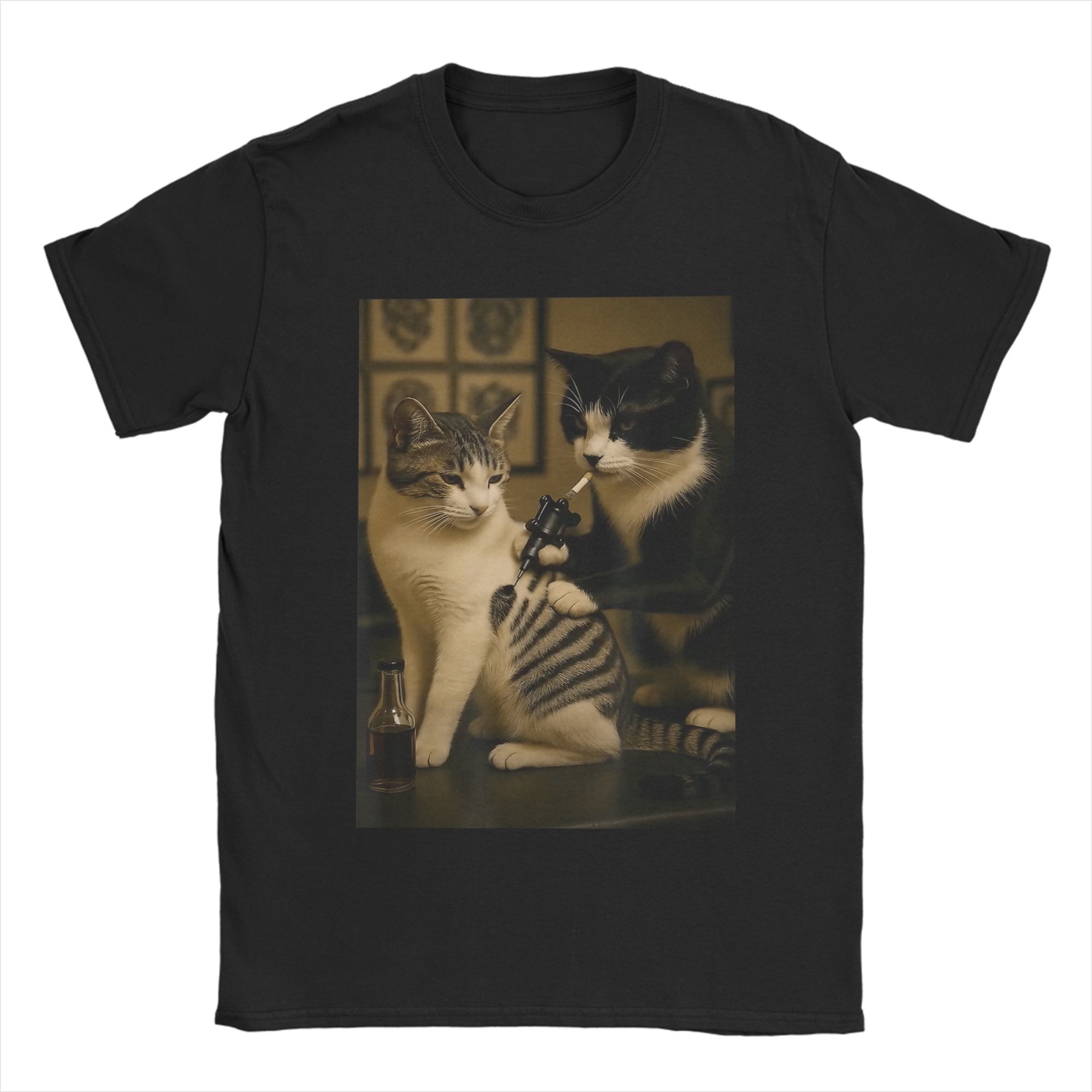 

Funny Funny Cat MeMe T-Shirt Men Crew Neck Cotton T Shirts Short Sleeve Tees Birthday Present Clothes - Men s Summer Cotton... 5XL різнокольоровий