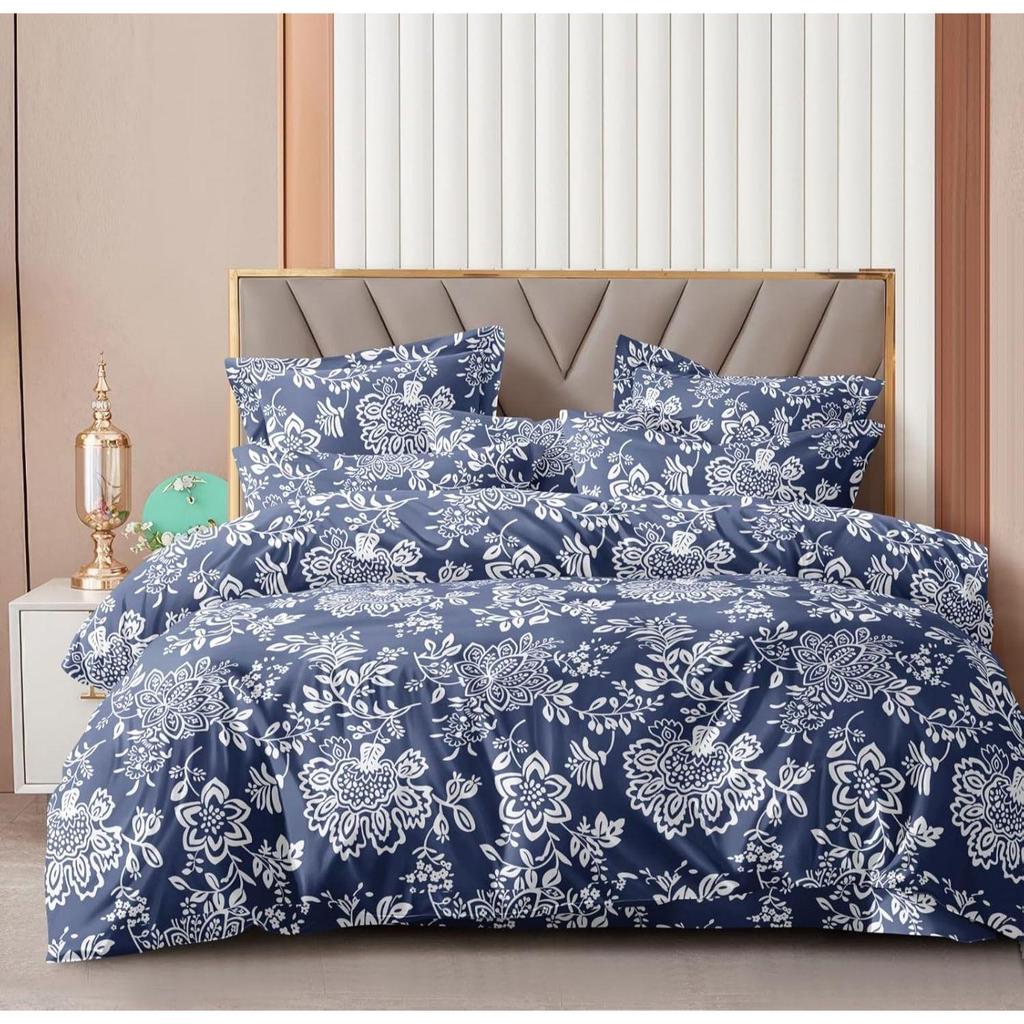 350TC Glace Cotton Wedding Comforter Set Double Bed King Size with 1 Bedsheet Flat and 2 Pillow Covers AC Duvet II 4 Pc