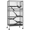 Multifunctional Rodent Cage 4 Platforms 3 Ramps 4 Doors Dim. 80L X 52W X 159H Cm Steel Silver Grey Black