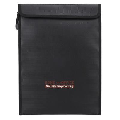 Fireproof Document Bag Silicone Fiberglass Zipper Closure Hook and Loop Foldable Waterproof Money