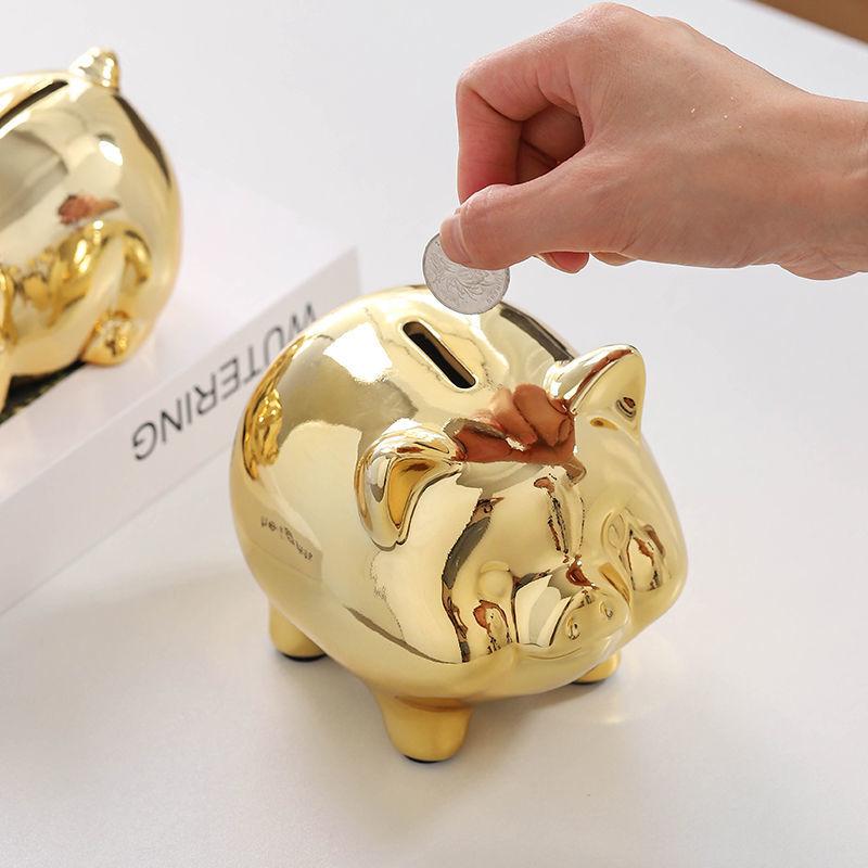 Kreatives Keramik Goldenes Schwein Sparschwein Wohnzimmer Schreibtisch Ornament Zuhause Niedliches Schwein Tier Sparschwein Geschenk Arbeitsplatten Dekoration