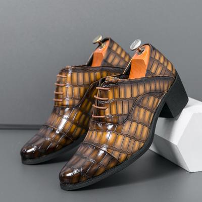 Luksuriøs Brun Herre Høyhælsko Spiss Lær Festsko for Menn Mote Høydeøkende Bryllup Formelle Sko Menn Oxfords