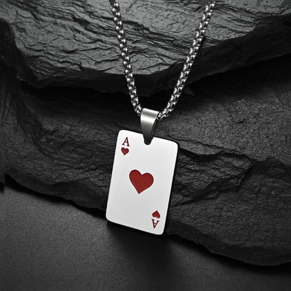 Pro ženy a muže, pokerové karty, eso pikové, náhrdelník z nerezové oceli, hrací karty, šperky