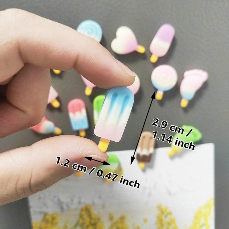10pcs Mixed Colors & Designs Small Size Summer Popsicle Icecream Fridge Magnets Home Decor Office Kitchen Decoration Ornaments