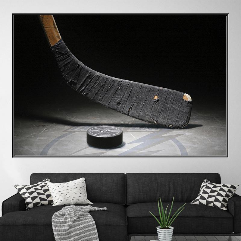 Modern Stick On Ice Hockey Canvas Painting Winter Sport Posters and Prints Hockey Player Wall Art for Living Room Home Decor