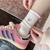 Korean Pink Sweet Floral Socks Women'S Spring And Summer Boneless Pile Socks Simple Lace Japanese Bow Tube Socks