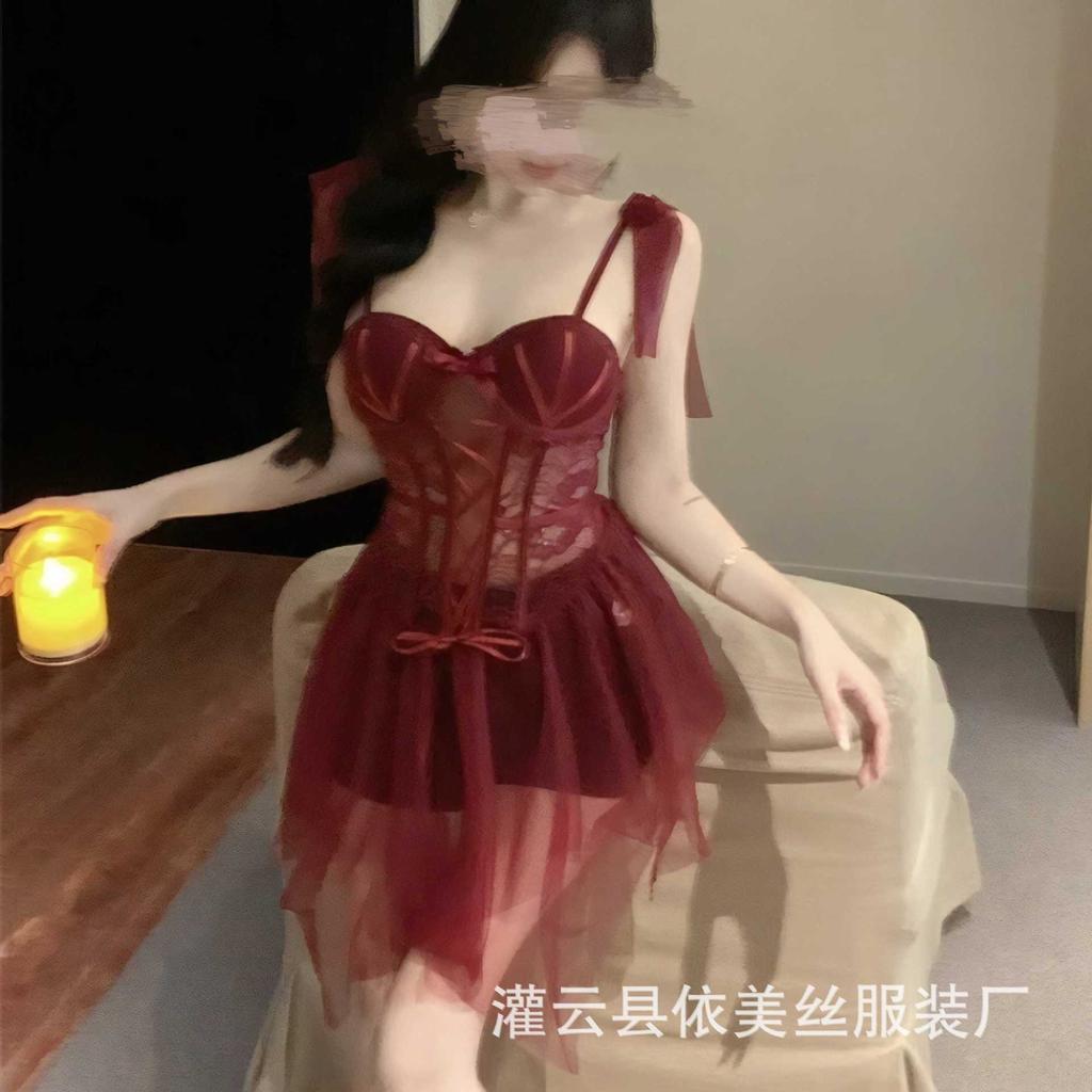 Sex underwear pure desire wind mesh perspective plus chest pad steel ring gathering sling 9216