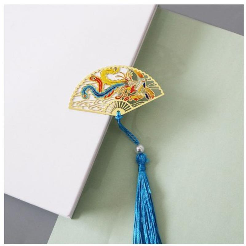 1Pc Golden Retro Art Metal Plant Vein Bookmark with Tassel Reading Book Accessories Index Tab Fringe Gift for Teachers Students