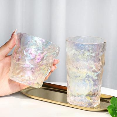 300ml/380ml Modern Colorful Glass Cup Juice Tea Cold Drink Cups Cocktail Glass Drinking Glasses Glacier Wine Glass Holiday Gifts