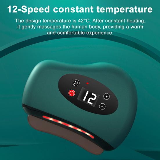 Electric Gua Sha Device 9/12 Vibration Levels Adjustable Heated Face Massager Red Light Therapy Facial Neck Arm Leg Body Guasha Tool with Heat