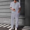 Men's Solid Color Textured Short Sleeved Trousers Suit Casual Sports Short Sleeved Trousers Suit
