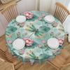 Round Oilproof Dragonfly Turquoise Gold Luxury  Table Cover Oriental Motif  Tablecloth for Dining 60 Inch Table Cloth