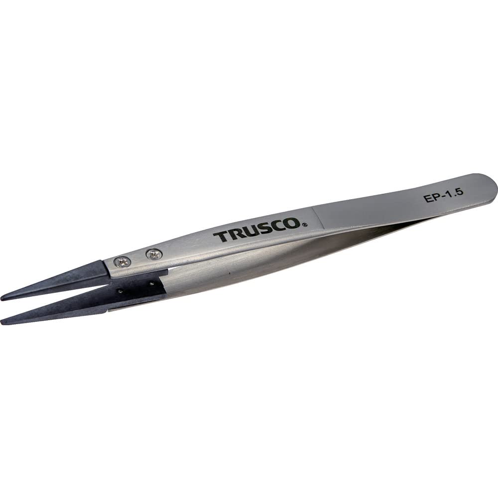 TRUSCO ESD Tip Flat Tip Tweezers, Tip, 1.5mm Width, EP-1.5