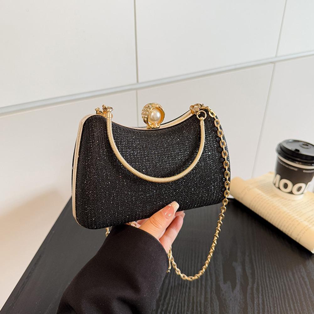 Metal Top Handle Evening Banquet Bag Snap Closure Ladies Clutch Bag Casual Handbag  Wedding