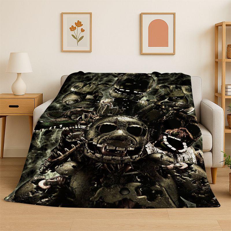 Coperta morbida in flanella F-FNAF Freddy per giochi horror, Coperta calda e accogliente per letto, divano, sofà, camera da letto, soggiorno, viaggi, picnic
