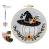 Halloween Embroidery Kit DIY Cross Stitch Kit with Embroidery Hoop Hand Embroidery Starter Handmade Gnome Crafts for Beginners Adults