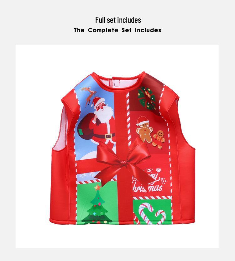 Kids Santa Claus Christmas Costume with Candy Cane Gift Box - Perfect for Parties and Performances