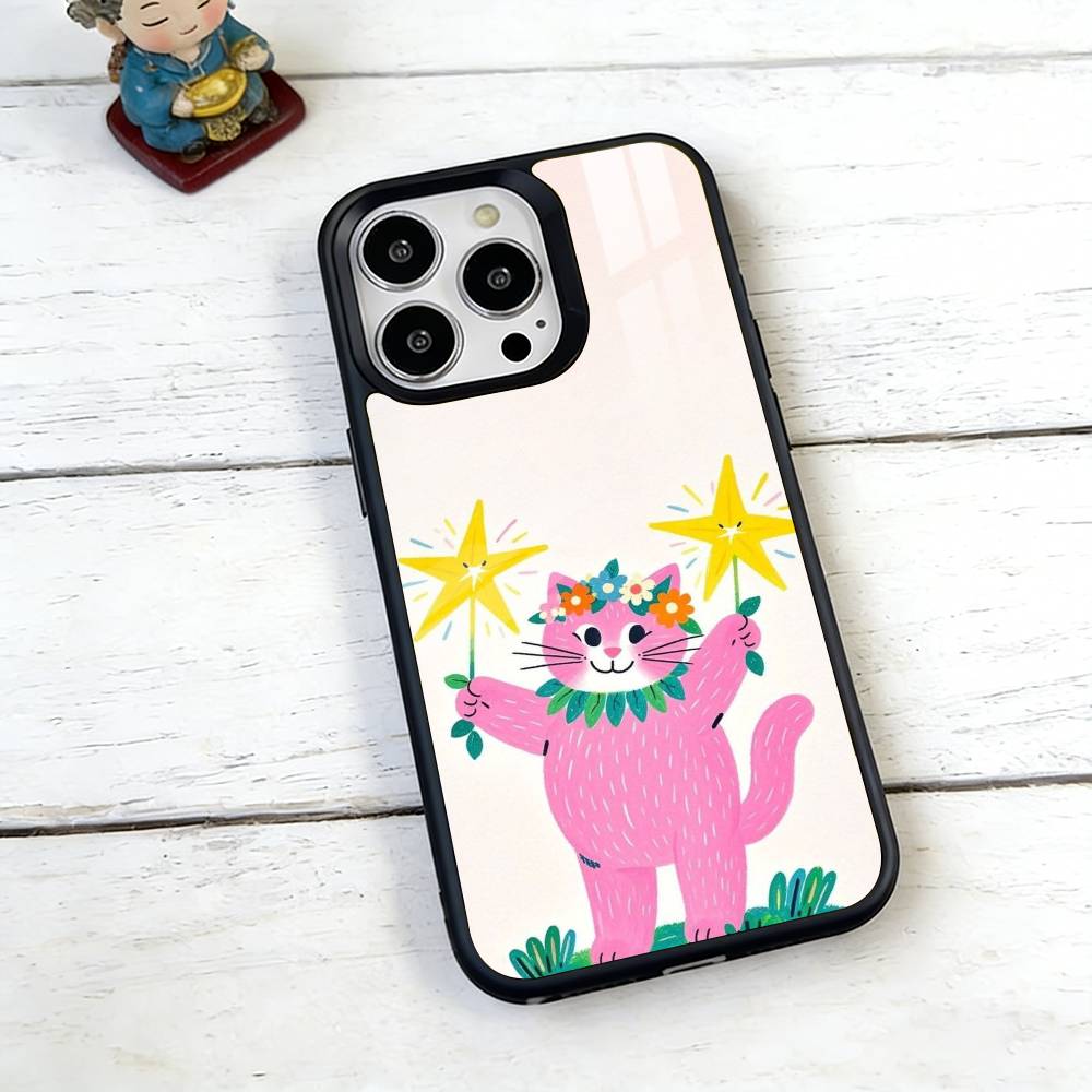 Cat String Phone Case For iPhone17,16,15,14,13,12,11 Plus,Pro Magnetic with Magsafe Wireless Charging
