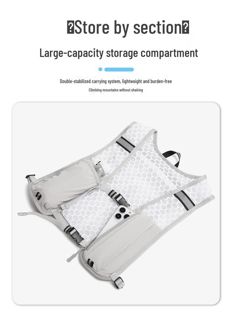 Gilet Leggero per Sport all'Aperto: Zaino da Arrampicata, Corsa, Ciclismo ed Escursionismo con Tasca per Telefono e Portaborraccia