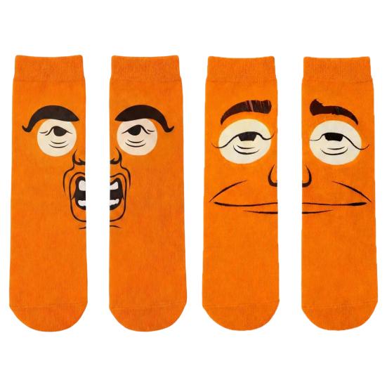 1 Pair Funny Expression Socks Autumn Winter Moisture Wicking Breathable Mid-calf Socks Men Women Stretch Sports Casual Crew Socks