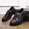 Large size men's casual leather shoes 2025 new big head shoes daily versatile platform loafers men's derby shoes