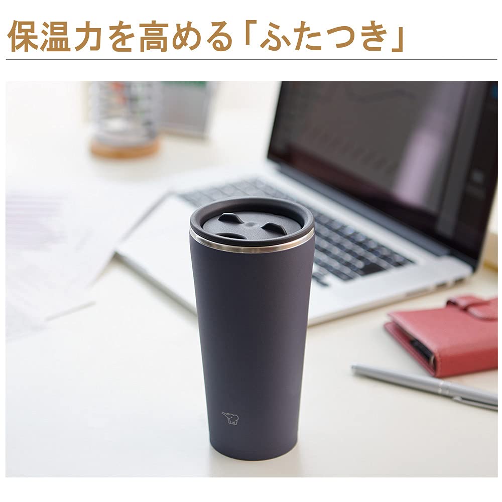 Zojirushi Stainless Steel Tumbler with Lid, Insulates for Hot and Cold Drinks, 0.45L, SX-FA45-BM, Slate Black