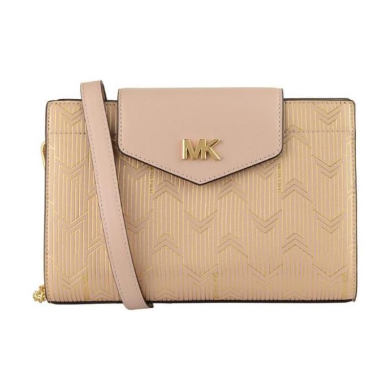 MICHAEL KORS Front brand logo leather shoulder crossbody bag women nude pink розовый