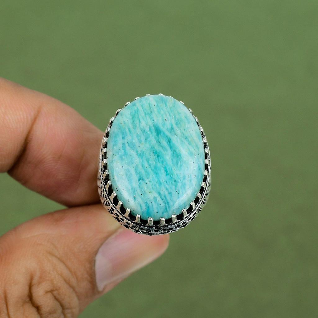 Amazonite Ring 925 Sterling Silver Ring Handmade Dainty Jewelry Natural Gemstone Ring Brand New Ring Anniversary Gift Available In Ring Size
