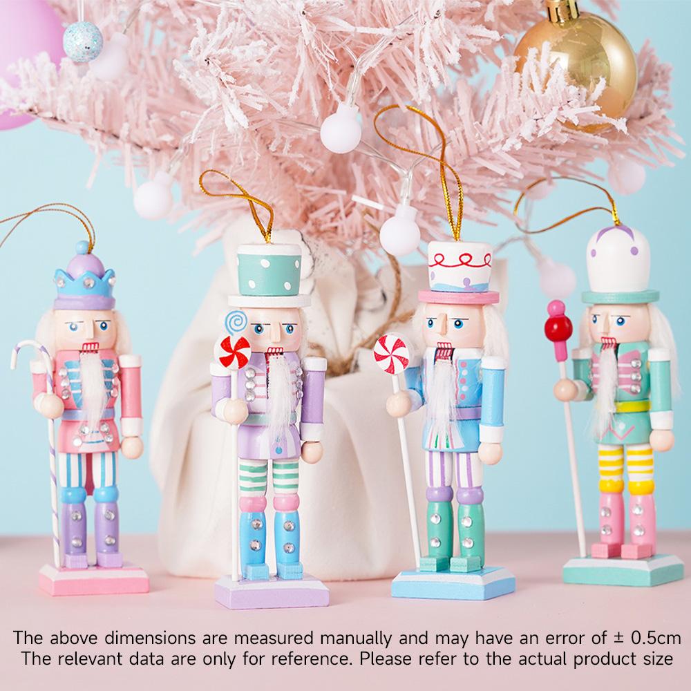 

1set/4pcs12CM Candy Nutcracker Soldier Solid Wood Decoration Gift Crafts Christmas decoration Macaron nutcracker