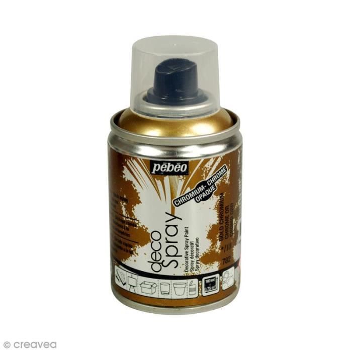 Peinture en bombe - Pébéo - DecoSpray - 100 ml - Chrome doré - Loisirs créatifs