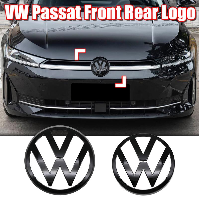 Rsq1 2pcs ABS Car Front Grill Emblem Rear Trunk Badge Logo for Volkswagen VW Passat 2019-2024 Scirocco Premium Pro Plus Extra Quality