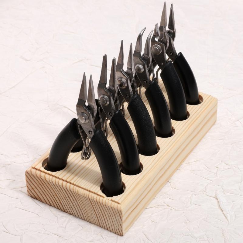 Solid Wood Pliers Storage Rack For Workshop Tool 8/12/19Holes Sturdy Construction NonSlip Base Durability Wood Build