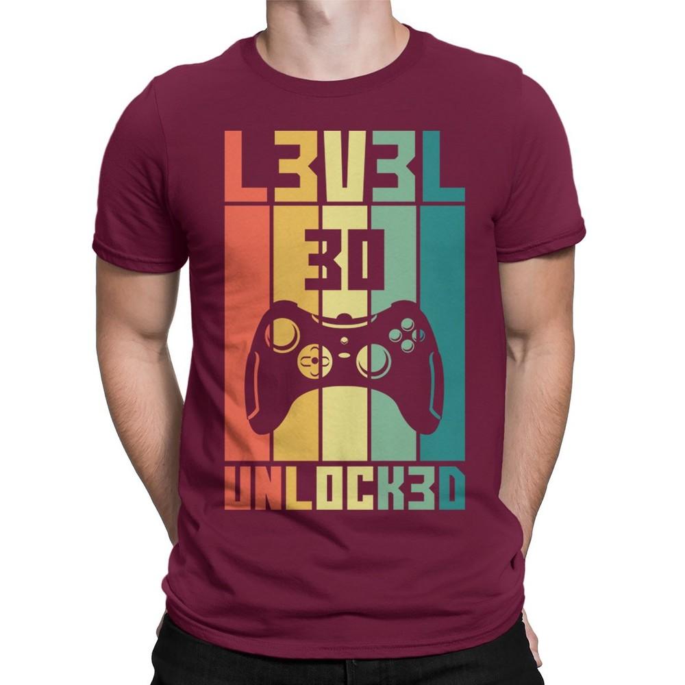 Gamers 30th Birthday Level 30 Unlocked Mens T shirts Unisex Tee Top 2XL
