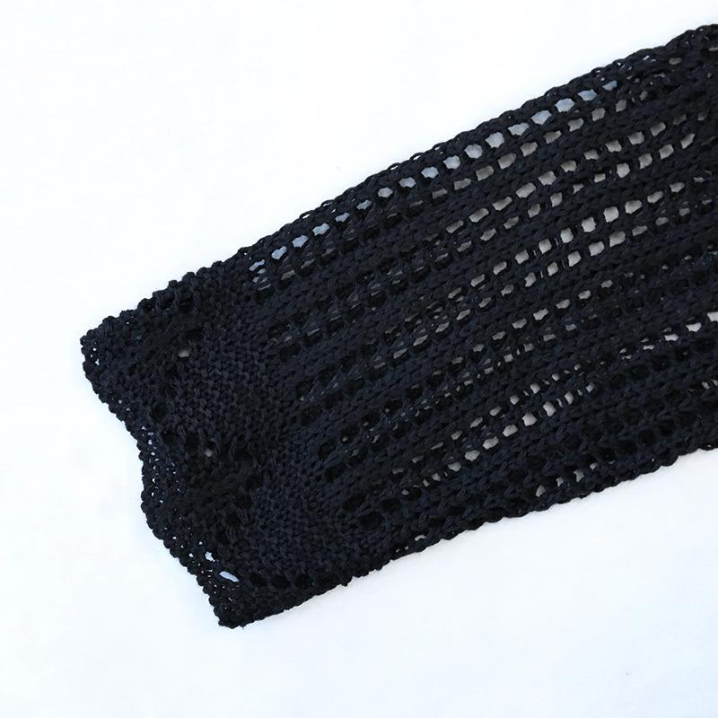 Women's Hollow Out Lace Knit Beach Cover-up Round Neck Sexy Dress